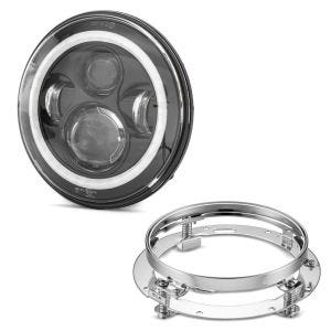 LED Scheinwerfer mit Montagering 7" Zoll Craftride schwarz-chrom
