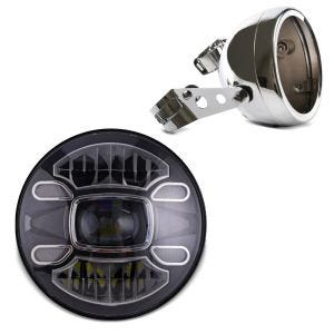 Phare LED 7" Set compatible avec Harley Davidson Fat Boy / 114 / Freewheeler Feux avant Craftride F7 chrome