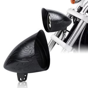 Boîtier de phare LED 5,75" compatible avec Harley Davidson Sportster Forty-Eight 48 Special 18-20 Craftride SF1 noir