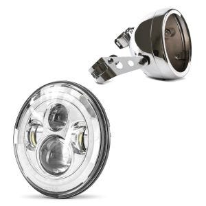 LED Scheinwerfer Set 7 Zoll passend für Harley Davidson Hauptscheinwerfer chrom Craftride F10