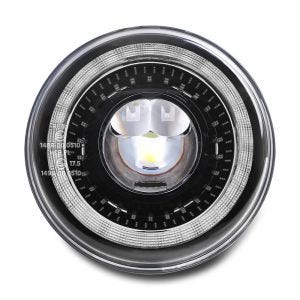 Phare à LED 7" compatible avec Harley Davidson avec marque E DRL DE1 noir Craftride