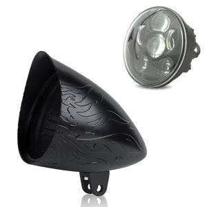 LED Scheinwerfer Set 5,75 Zoll passend für Harley Davidson mit Lampengehäuse Craftride schwarz SF1