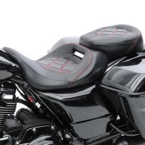 Selle compatible avec Harley Davidson Touring 09-24 Siège Craftride RH3 noir-rouge