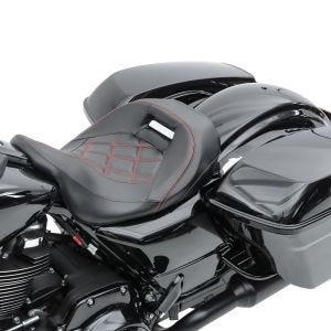 Selle solo compatible avec Harley Davidson Street Glide Special 15-23 Low Profile Monoplace Craftride RH3 noir rouge