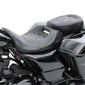 Sitzbank passend für Harley Davidson Touring 09-24 Komfortsitzbank Craftride RH3 schwarz-weiß