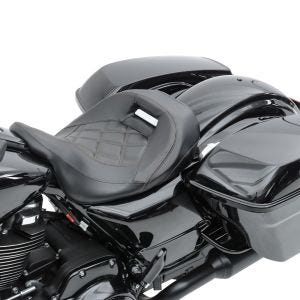 Solo Sitz Low Profile passend für Harley Davidson Touring 09-24 Fahrer Sitzbank Craftride RH3 schwarz