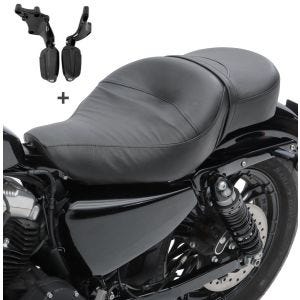 Doppel Sitzbank Set für Harley Davidson Sportster 14-20 mit Sozius Fussrasten und Halter Craftride S-AA3_1