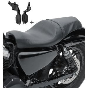Doppel Sitzbank Set für Harley Davidson Sportster 1200 Iron 18-20 mit Sozius Fussrasten und Halter Craftride S-AA4_1