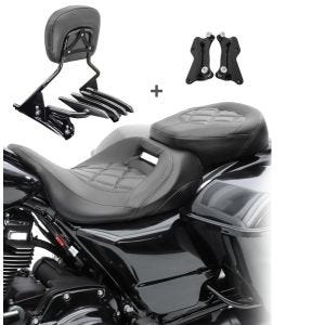 Sitzbank Set für Harley Electra Glide Ultra Limited 14-20 mit Sissybar und Gepäckträger Craftride S-AB5_1