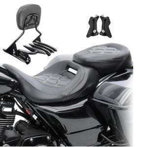 Sitzbank Set für Harley Touring 14-20 mit Sissybar und Gepäckträger Craftride S-AB6_1
