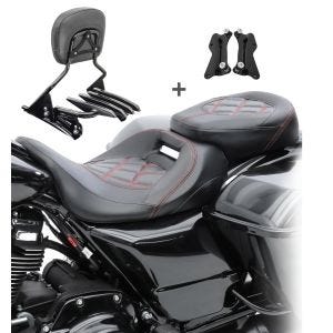 Sitzbank Set für Harley Electra Glide Standard 19-20 mit Sissybar und Gepäckträger Craftride S-AB7_1