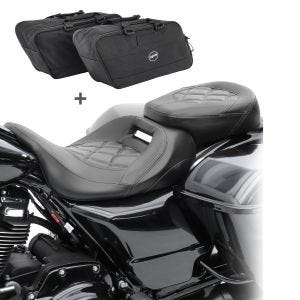 Sitzbank passend für Street Glide Special 15-23 Set mit Koffer Innentaschen Craftride S-AI1 schwarz