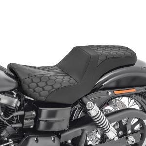 Doppel Sitzbank passend für Harley Davidson Dyna Street Bob 06-17 Duo Sitzbank Sattel Craftride SF8 schwarz