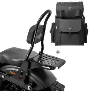 Sissybar CSM + Hecktasche für Harley Dyna Super Glide Custom 06-15 abnehmbar mit Gepäckträger Craftride_0