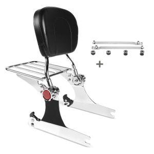 Sissybar compatible avec Harley Davidson Dyna Street Bob 06-08 Craftride Fast Driver-L Flex incl. porte-bagages chrome