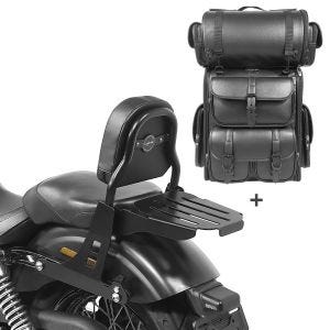 Sissybar + Hecktasche LX für Harley Dyna Super Glide Custom 06-15 abnehmbar mit Gepäckträger Craftride CSS_1