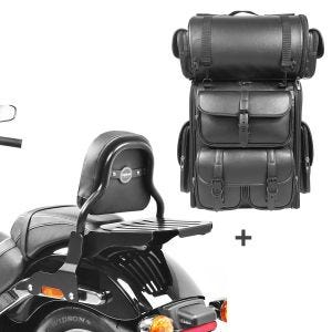 Sissy Bar CSS Fix + Hecktasche LX für Harley Sport Glide 18-20 mit Gepäckträger schwarz Craftride_1
