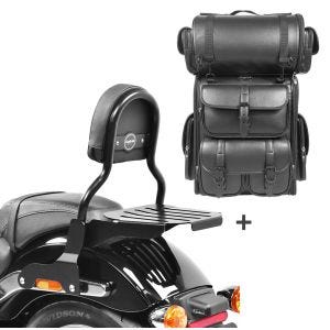 Sissy Bar CL Fix + Hecktasche LX für Harley Sport Glide 18-20 mit Gepäckträger schwarz Craftride_1