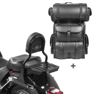 Sissy Bar CL Fix + Hecktasche LX für Harley Fat Boy Special/ Lo 10-17 mit Gepäckträger schwarz Craftride_1