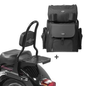 Sissy Bar CSM Fix + Hecktasche XL für Harley Night Train 06-09 mit Gepäckträger schwarz Craftride_1