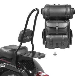 Sissy Bar CSXL Fix + Hecktasche LX für Harley Fat Boy 07-17 mit Gepäckträger schwarz Craftride_1