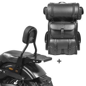 Sissy Bar CL Fix + Hecktasche LX für Harley Dyna Street Bob 09-17 mit Gepäckträger schwarz Craftride_1