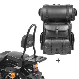 Sissy Bar CSM Fix + Hecktasche LX für Harley Sportster 1200 Roadster 04-08 Gepäckträger schwarz Craftride_1
