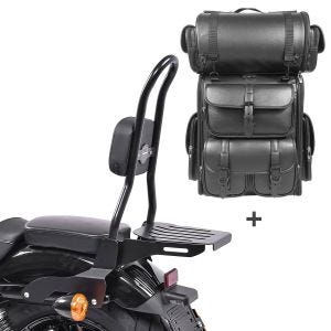 Sissy Bar CSL Fix + Hecktasche LX für Harley Sportster 883 Iron 09-20 mit Gepäckträger schwarz Craftride_1