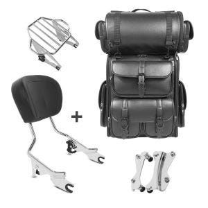 Sissybar KI + Hecktasche LX für Harley Touring 09-13 mit Gepäckträger chrom Craftride_1