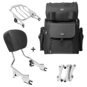Sissybar AW + Hecktasche für Harley Street Glide 09-13 mit Gepäckträger chrom Craftride_0