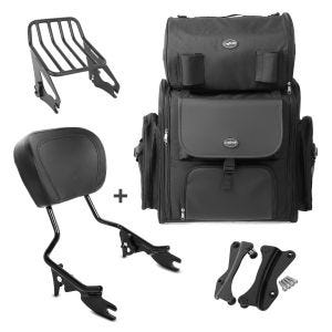 Sissybar W1 + Hecktasche für Harley Electra Glide Ultra Limited 09-13 mit Gepäckträger schwarz Craftride_0