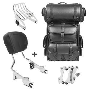 Sissybar W1 + Hecktasche LX für Harley Electra Glide Ultra Limited 14-20 mit Gepäckträger chrom Craftride_1
