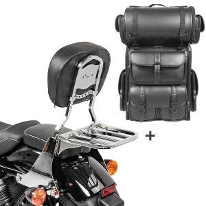 Sissybar SB1 + Hecktasche LX für Harley Sportster 1200 Custom 04-20 abnehmbar mit Gepäckträger Craftride chrom_1