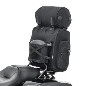 Set: Sissybar Tasche SXL Hecktasche mit Gepäckrolle in schwarz + Rangierhilfe für Hauptständer Easy Mover II bis 320kg in schwarz