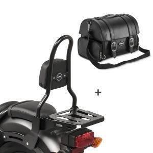 Sissybar M3 + Hecktasche FP für Kawasaki Vulcan 900 Classic/ Custom 15-17 mit Gepäckträger Craftride_1