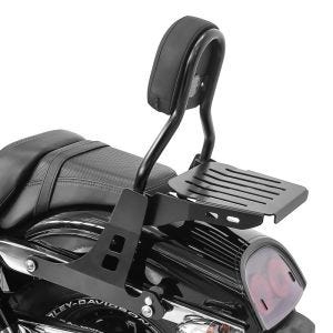 Sissybar compatible avec Harley Davidson Dyna Fat Bob 10-17 Craftride Fast Driver-M incl. Porte-Bagages noir