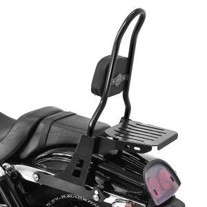 Sissybar compatible avec Harley Davidson Dyna Fat Bob 10-17 Craftride Fast Rider-L incl. Porte-Bagages noir