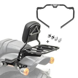 Set STS28 Sissybar mit Dockingkit R1 und Gepäcktrager + Sturzbügel Mustache für Harley Davidson Fat Bob / 114 18-21 Craftride_1