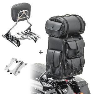Sissybar XB + Hecktasche LX für Harley Road Glide 2009 mit Gepäckträger chrom Craftride_1