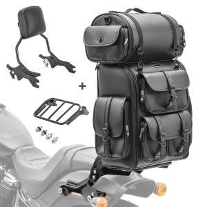 Sissybar + Hecktasche LX für Harley Fat Bob / 114 18-21 R1 mit Gepäckträger schwarz Craftride_1