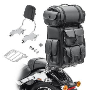 Sissybar + Hecktasche LX für Harley Softail / Sport Glide 18-21 R1 mit Gepäckträger chrom Craftride_1