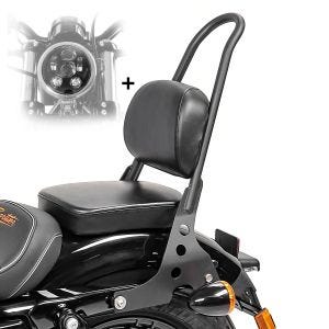 Sissybar Set für Harley Sportster 883 Custom 04-10 mit LED Scheinwerfer 5,75 Zoll Craftride S-R1_1
