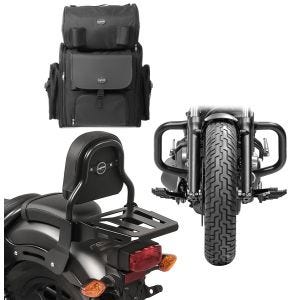Set Sissybar mit Gepäckträger + Hecktasche + Sturzbügel für Honda Rebel 500 17-21 Craftride SL3_1