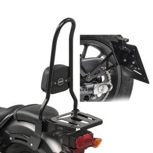Set Sissybar mit Gepäckträger + Kennzeichenhalter seitlich L für Honda Rebel 500 17-21 Craftride XL3_1