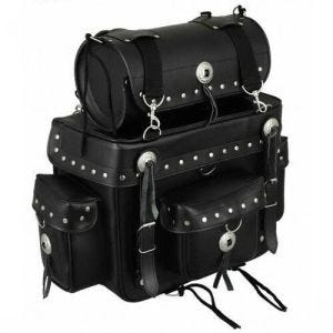 Sissybar Tasche passend für Honda Shadow VT 750/600/125 Craftride ST6 Hecktasche mit Gepäckrolle in schwarz