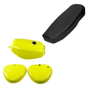 Réservoir / Réservoir d'essence compatible avec Simson S51/ S70 avec couvercle latéral jaune + coussin de siège Craftride