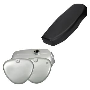 Réservoir / Réservoir d'essence compatible avec Simson S51/ S70 avec couvercle latéral argent + coussin de siège Craftride