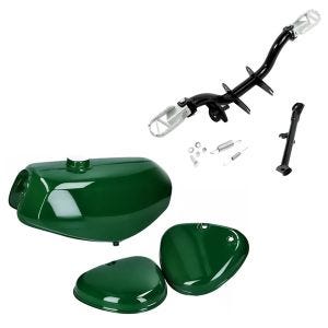Set: Simson S51 Tank / Benzintank mit Seitendeckel Craftride dunkel grun mit Fußrastenhalter inkl. Seitenstander