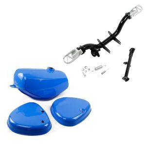 Set: Tank / Benzintank passend für Simson S51 mit Seitendeckel Craftride blau mit Fußrastenhalter inkl. Seitenständer