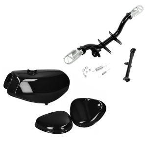 Set: Tank / Benzintank passend für Simson S51 mit Seitendeckel Craftride schwarz mit Fußrastenhalter inkl. Seitenständer